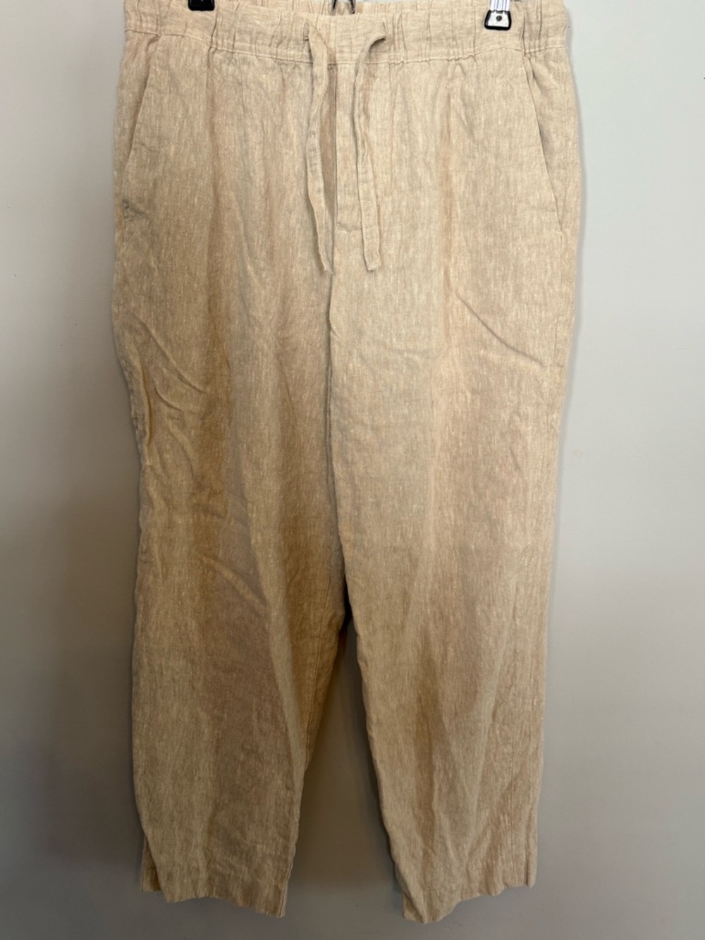 Zara Men's Drawstring Linen-Blend Chinos in Beige